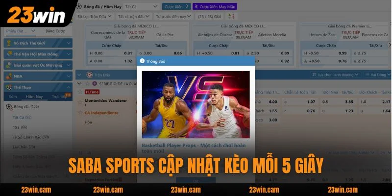23WIN 16 SABA Sports cập nhật kèo mỗi 5 giây